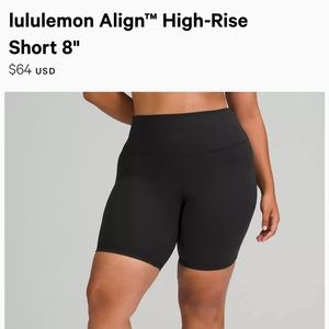 Lululemon Align High Rise Short 8”